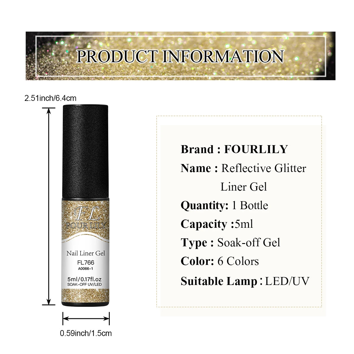 FOUR LILY 5 ml Glitzer-Nagellack – Gold, Silber & Rot