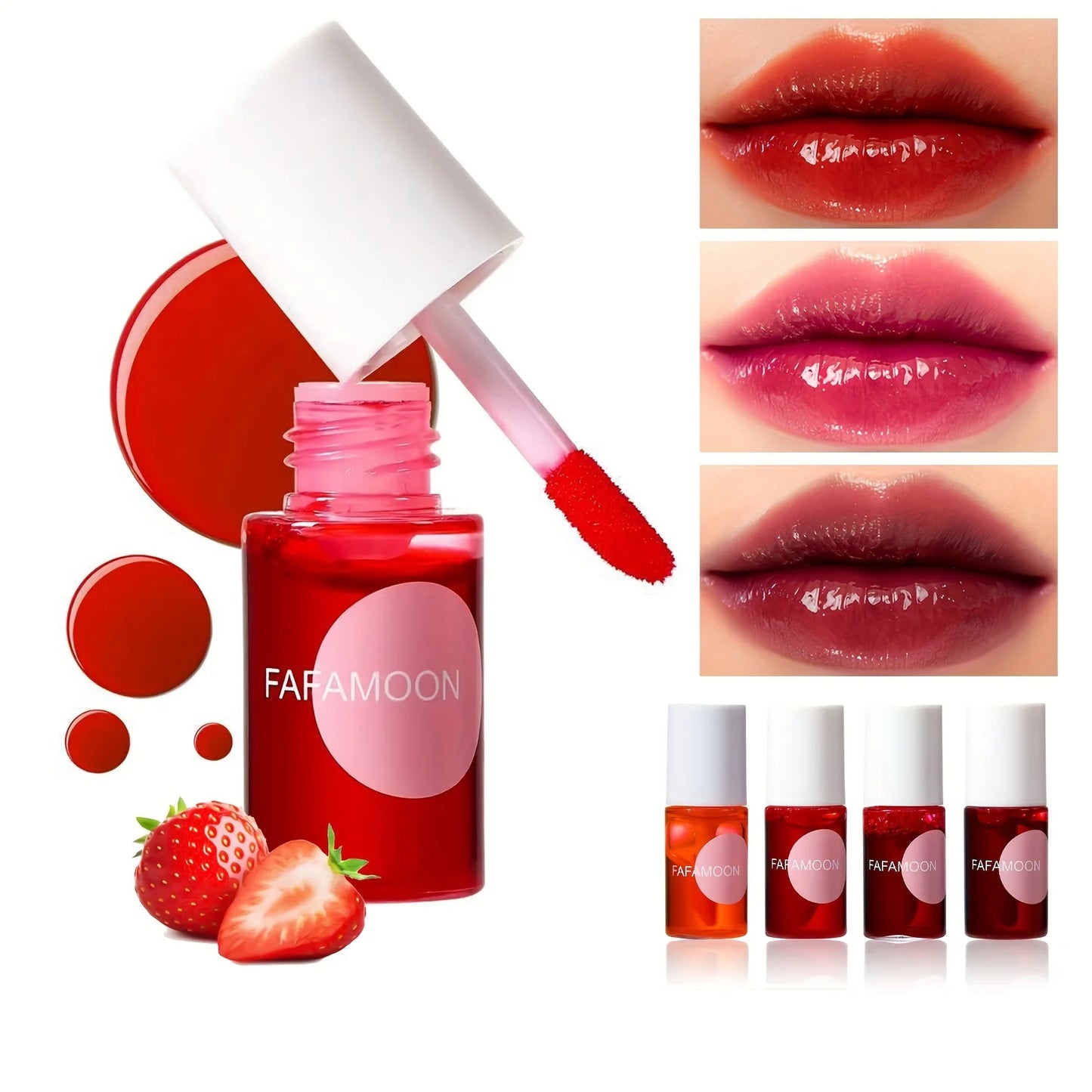 4-Farben Fruchtiger Lip Tint – Feuchtigkeitsspendender, wasserfester Liquid-Lippenstift