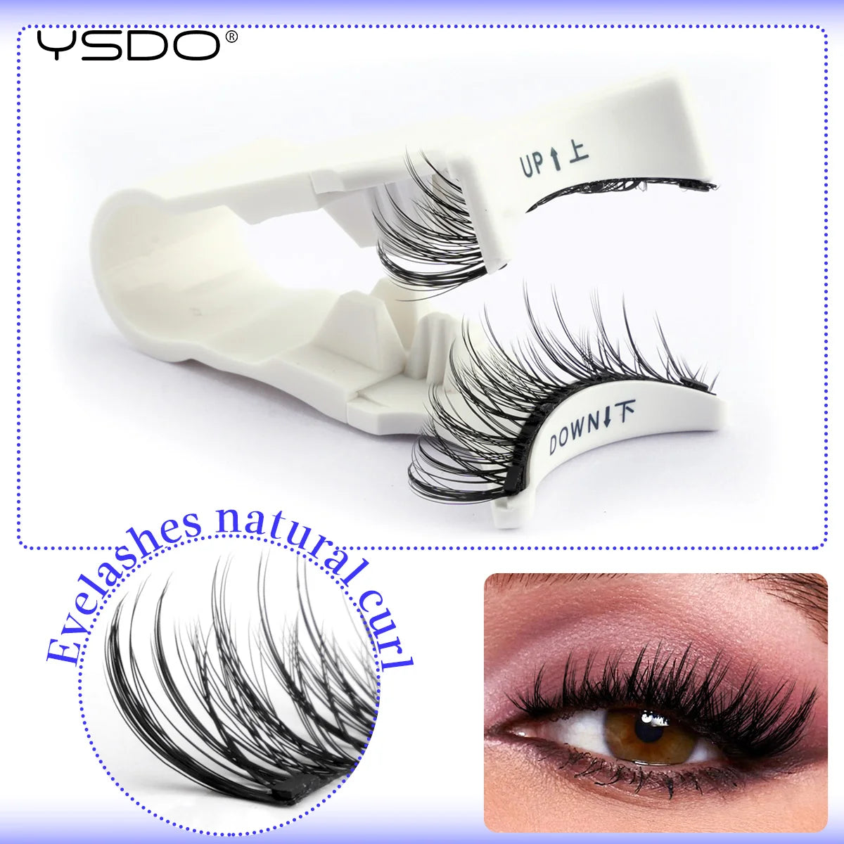 YSDO Upgrade Magnetic False Eyelashes With Tweezers Set 1 Pair Eyelash Extension 3D Natural Lashes 3-Step Press On False Eyelash