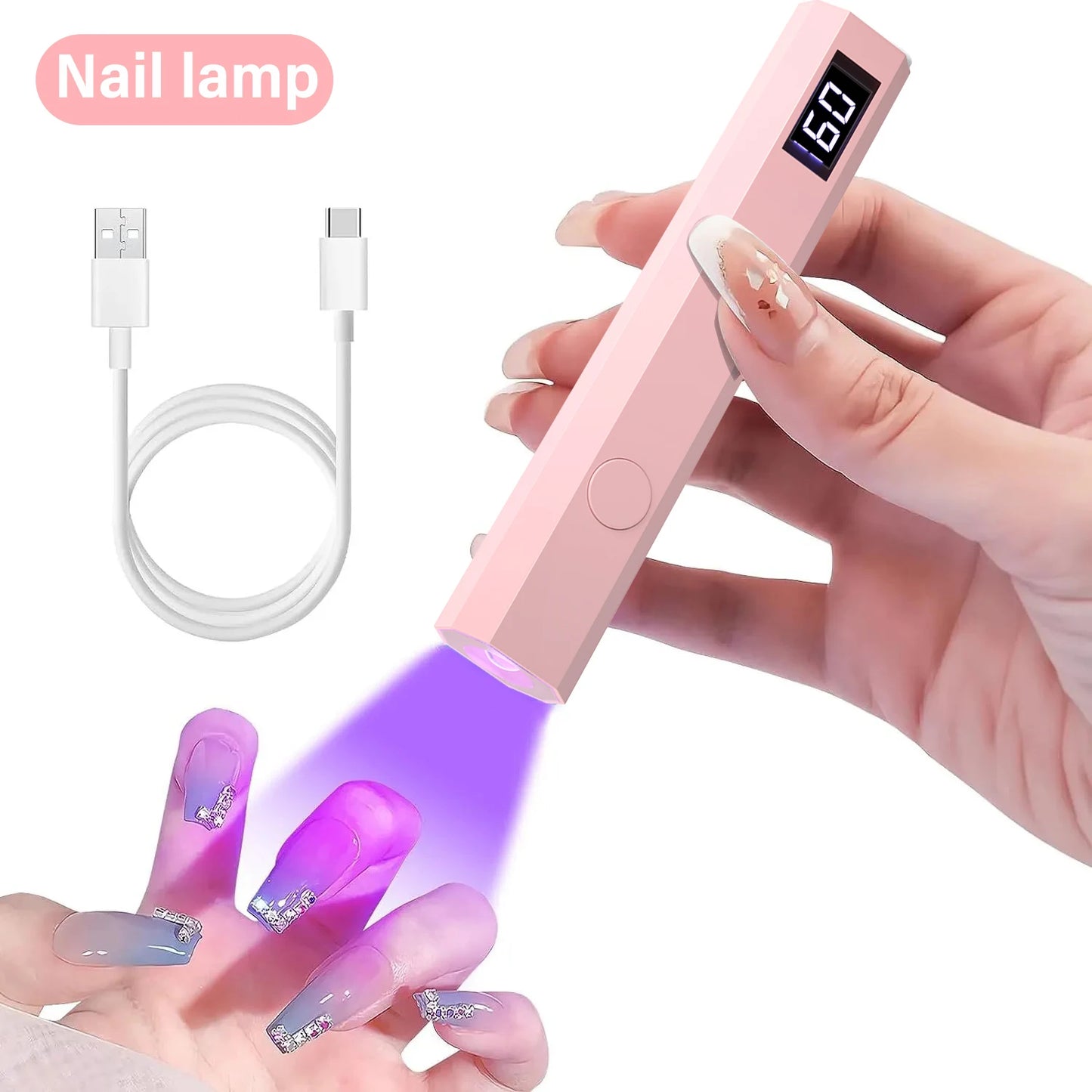 YIKOOLIN Convenient Handheld Nail Dryer Lamp UV/LED Nail Curing All Gel Polish Nail Art Tool Rechargeabl Nail Lamp