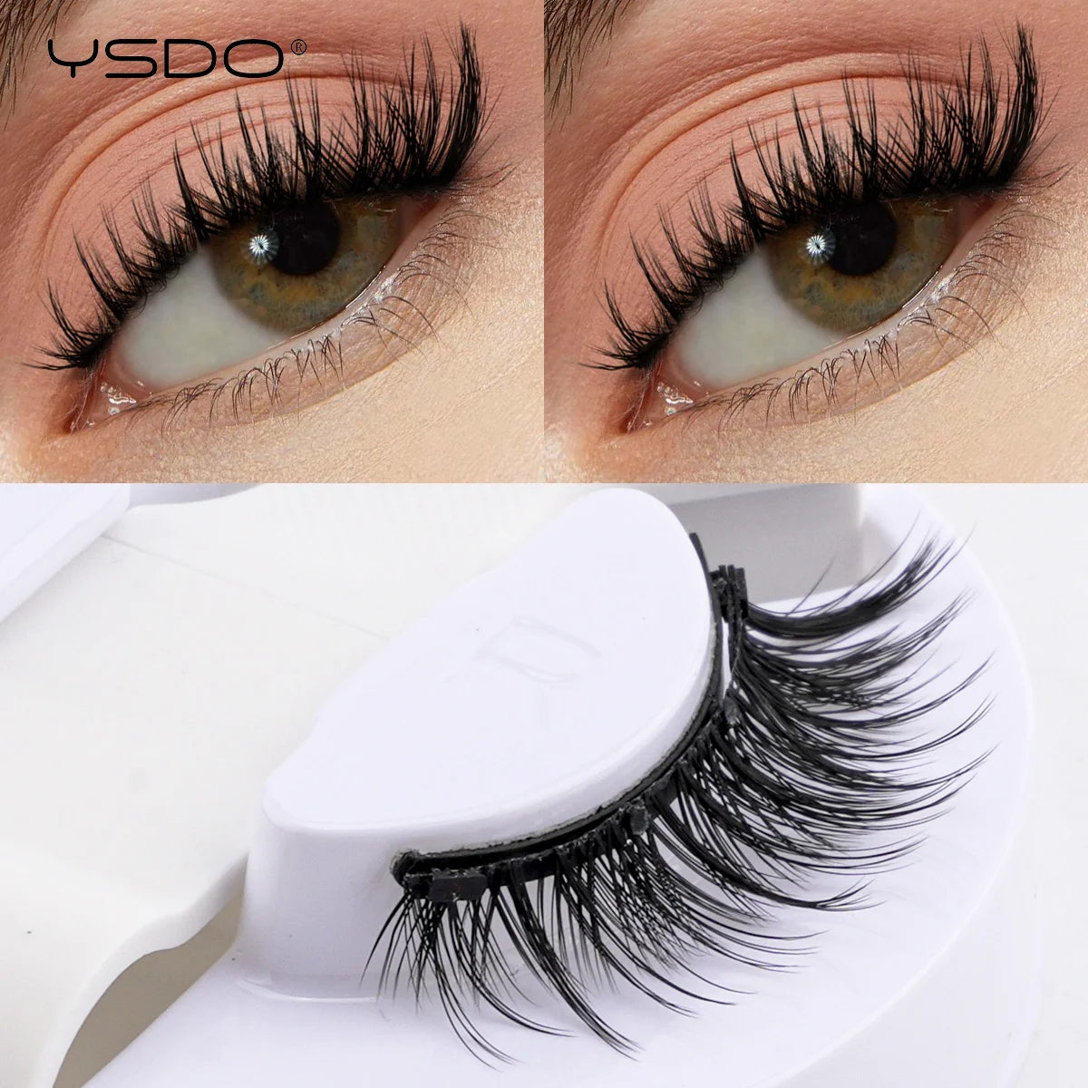 YSDO Upgrade Magnetic False Eyelashes With Tweezers Set 1 Pair Eyelash Extension 3D Natural Lashes 3-Step Press On False Eyelash